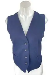 Zara Women's Blue Sleeveless V Neck Pocket Button Up Coat Jacket Vest Top Size M