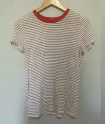 Forever 21 Red and Black Striped Short Sleeve T Shirt Size Medium