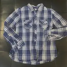 Kenar blue plaid button down‎ shirt L EUC