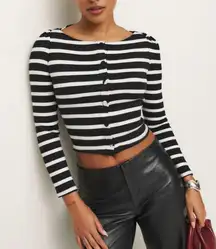 Reformation Lennox Stripe Crop Cardigan