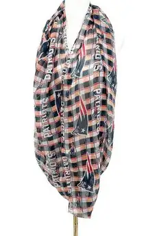 Little Earth NFL New England Patriots Plaid Gauzy Cotton Logo Infinity Scarf