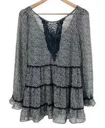 Ark & Co Womens‎ S Peasant Bohemian Tiered Semi Sheer Blouse Whimsygoth Fairy