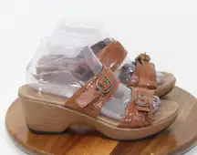 Dansko Brown Jessie Leather Buckle Strap Wedge Sandals Slides Womens‎ 39 US 9