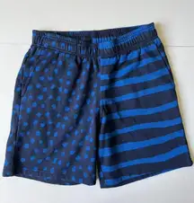 Nordstrom Cristina Martinez Mixed Print Fleece Shorts Small S Navy Blue