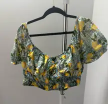 Primark Mediterranean Lemon Print Crop Blouse