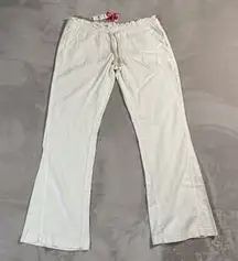 NEW Roxy Women's Oceanside Pants Flare Linen Blend Elastic Waist Flowy XL Cream
