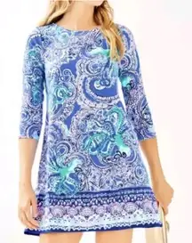 Lilly Pulitzer Ophelia Octopus Coastal Blue Legga Sea Engineered Dress Size L