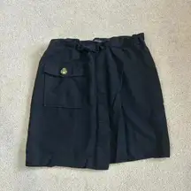 Zara Basic Womens Black Faux Mini Wrap Casual Skirt Linen & Cotton Size L