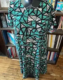 Lularoe Green & black triangle leggings soft high low dress