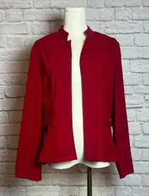 R&K Originals Petite Red Open Front Blazer Jacket Size 16P