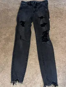 distressed black size 2 super stretch jeans