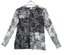 Logo Lori Goldstein Layers Shirt Leopard Print Mesh Neutral Gray Black Size‎ S