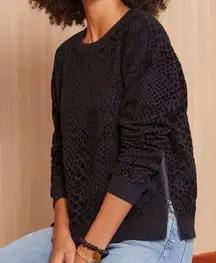 RAILS Marlo Black Flocked Cobra Sweater Zip Sides X-Small