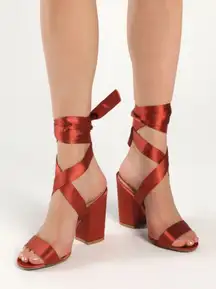 Alta Copper Satin Lace Up Heels 