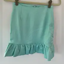 naked wardrobe The Statement Pastel Turquoise Satin Ruffled Mini Skirt XS