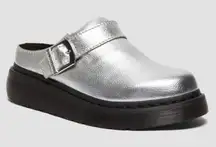 Dr. Martens NWTs Silver Laketen Leather Mules Platform Clogs size 8