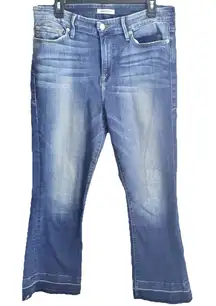 Good American Good Legs Bootcut Crop Jeans 14/32 Blue Distressed Made in USA