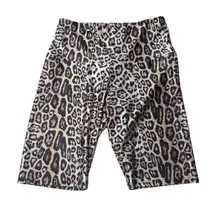 Onzie High Rise Animal Print Biker Shorts - Leopard Print M/L Womens
