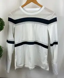Tail White & Black Striped Long Sleeve Sport Athletic Top M