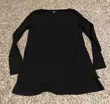 Eileen Fisher Layered Tunic Top Long Sleeve Petite Black Comfy‎ Casual PP