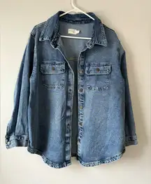 Terra & Sky Denim Flannel Shacket Jean Jacket Hippie Boho Oversized Size 0X 14W
