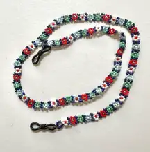 Colorful flower seed beaded eyeglass chain