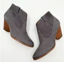 Frye Reina Jeans Western Ankle Bootie Boot Nubuck Leather