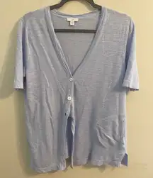 Womens J. Jill Baby Blue Linen Blend 3-Button Cardigan Size XSP XS‎ Petite