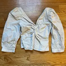 Abercrombie & Fitch Cream Ruched Cropped Blouse size XS