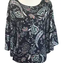 Allison Joy Navy Floral Blouse