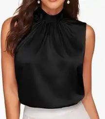 Mock Neck Satin Blouse