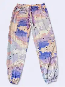 Victoria’s Secret Women’s Satin Pajama Pants Sky Clouds Birds Pastel size M