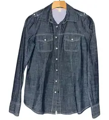Brooks Brothers Women’s Size 4 Dark Blue Denim Western Style Snap Up Shirt