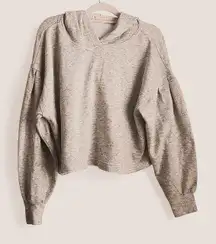 Free People Movement Grey Pleated Balloon Sleeve Hoodie – Small