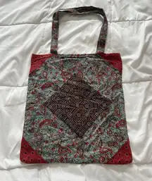 Cloth Tote Bag Fair Trade Peace Love Justice Books Grocery Blue 15" x 17" Hippie