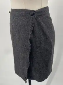 Vintage Y2k GAP Wool Wrap Skirt Fray Trim Safety Pin Detail Mini Gray Womens XS