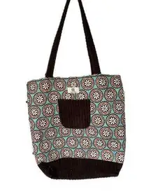 Karlee Fuchs Custom Handmade Mix Print Corduroy Accents Trim Large Tote Bag