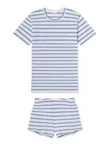 Lake Pajamas Pima Classic Short Set Seaport Tidal Stripe Sz XL New NWT