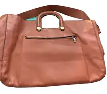 A New Day Large Vegan Leather Tote Bag Briefcase Shoulder Bag Brown