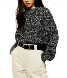 TopShop Chunky Pointelle Knit Sweater Marled Top