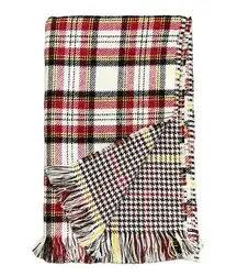 Vintage Plaid Scarf Blanket Shawl Reversible