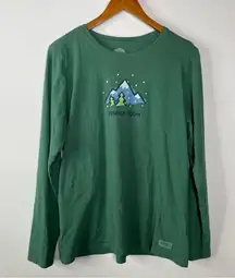 Life is Good Long Sleeve Crusher Tee Powder Room Size Large