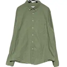 Goodfellow & Co Dot Cotton Long Sleeve Button Down Shirt Sage Green Size XL