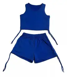 Shein Cretily Two Piece Set Cropped Tank Top and Shorts Womens XL Blue NEW