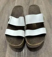 Reef Sandals Womens 9 Cushion Vista Hi Platform Slip On Slide White Faux Leather