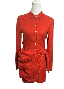 L'Academie  The Adelyn Mini Dress in Cherry Red Front Button Women’s Size XXS