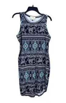 Wishful Park Women's Paisley Elephant Print Sleeveless Tank Dress Size Large