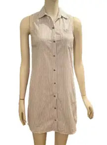 White and Blue Striped Button Down Dress