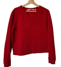 Tommy Hilfiger  VTG Y2K American Flag Red Graphic Sweathshirt Logo Grunge L