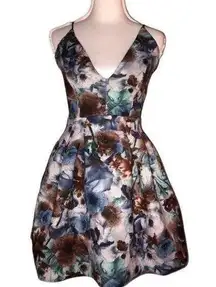 TRAC NWT floral water color bell dress with raw him